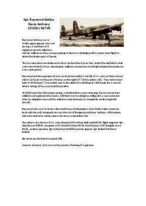A preview of a PDF biography for Anthony, Raymond Gwilym Gwyn